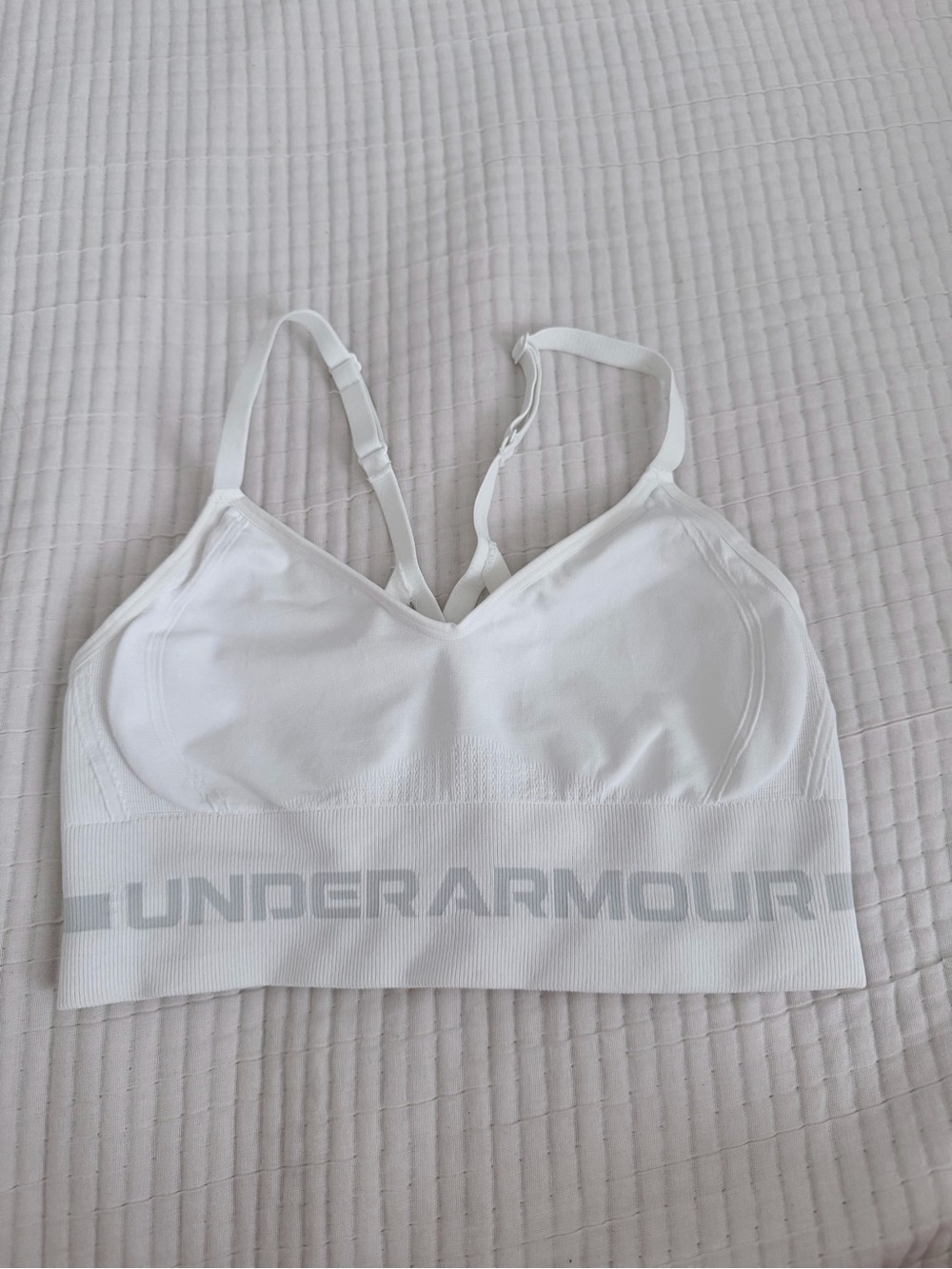 Under Armour Seamless Low Long Bra White S Compression Light Support